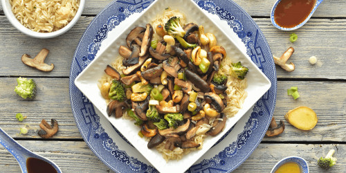 Broccoli and Mushroom Stir Fry with Rice