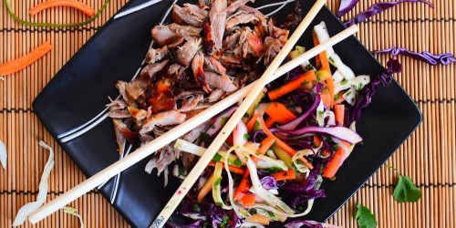 Chinese char siu duck legs with asian slaw salad
