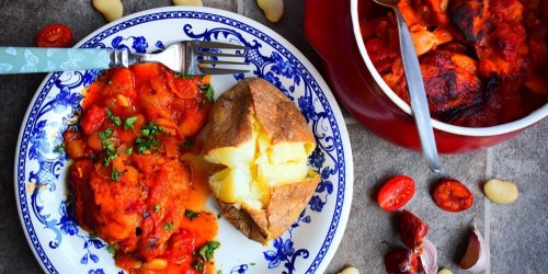 Spanish Chicken, Chorizo and Bean Hotpot with Jacket Potato