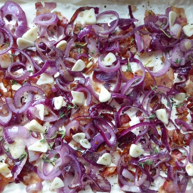 Filo Red Onion Tart with Creme Fraiche Recipe SoCook