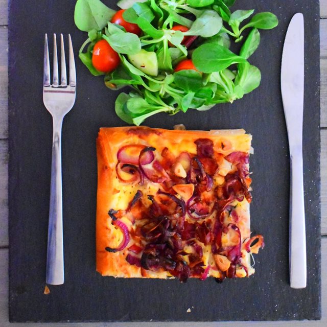 Filo Red Onion Tart with Creme Fraiche Recipe SoCook