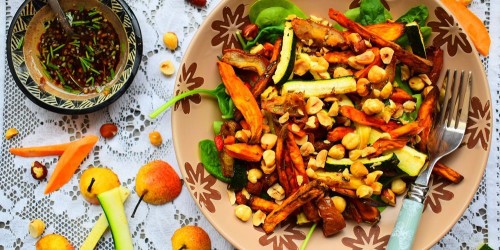 Sweet Potato, Courgette, Hazelnuts and Pear Salad
