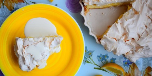 Homemade Lemon Meringue Pie with cream