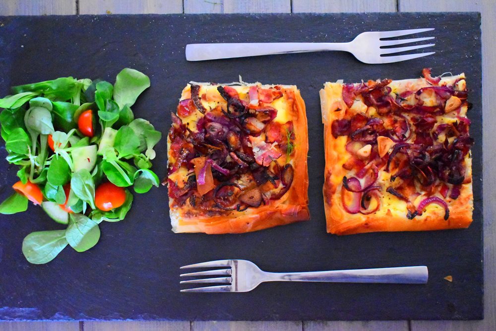 Filo Red Onion Tart with Creme Fraiche Recipe SoCook