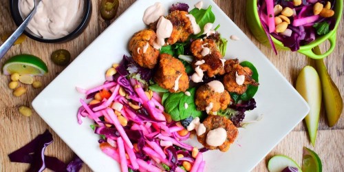 Oven Baked Southern Fried Cauliflower Fritters with Slaw