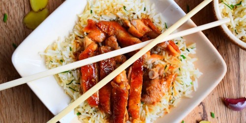 homemade teriyaki chicken with ginger and chive rice