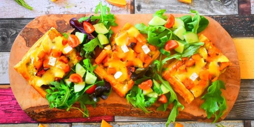 Puff pastry roast butternut squash tart with salad